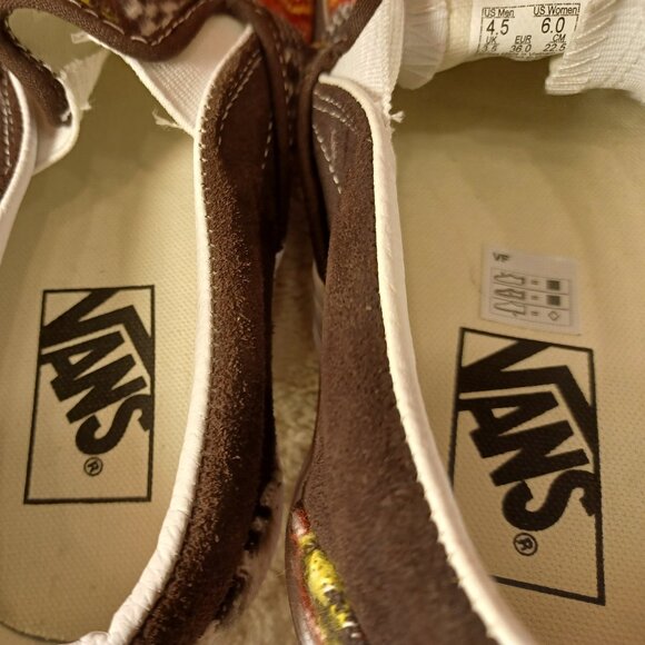 Vans Men's 4.5/Women's 6 Slip On Fair Isle Brown Woven Textile VN0A5JMHBF - Picture 3 of 12